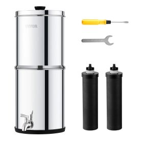 Gravity-fed Water Filter System, 2.25G 304 Stainless-Steel Countertop System, Water Filtration System, Reduces Lead and up to 99% of Chlorine
