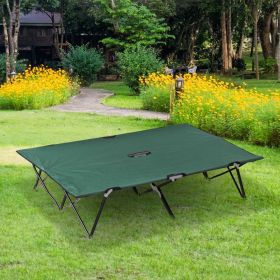 2 Person Folding Camp Cot for Adults, 50" Wide Outdoor Portable Sleeping Cot with Carry Bag, Elevated Camping Bed, Green