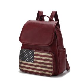 MKF Collection Regina Printed Flag Vegan Leather Women Backpack by Mia K (material: Vegan Leather, Color: Burgundy)