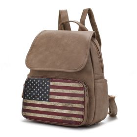MKF Collection Regina Printed Flag Vegan Leather Women Backpack by Mia K (material: Vegan Leather, Color: Taupe)
