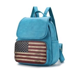 MKF Collection Regina Printed Flag Vegan Leather Women Backpack by Mia K (material: Vegan Leather, Color: Turquoise)