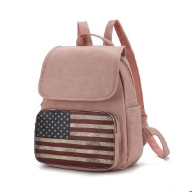 MKF Collection Regina Printed Flag Vegan Leather Women Backpack by Mia K (material: Vegan Leather, Color: Rose Pink)