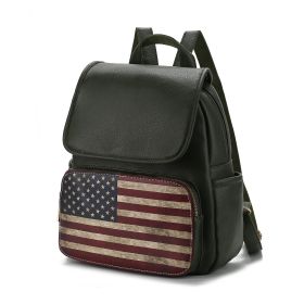 MKF Collection Regina Printed Flag Vegan Leather Women Backpack by Mia K (material: Vegan Leather, Color: Green)