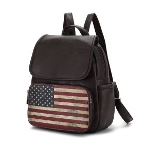 MKF Collection Regina Printed Flag Vegan Leather Women Backpack by Mia K (material: Vegan Leather, Color: Chocolate)