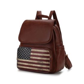 MKF Collection Regina Printed Flag Vegan Leather Women Backpack by Mia K (material: Vegan Leather, Color: Tan)