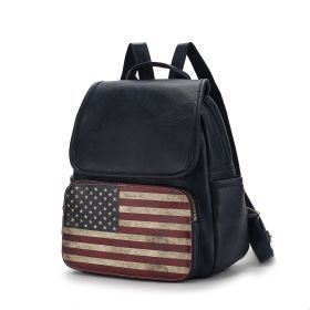 MKF Collection Regina Printed Flag Vegan Leather Women Backpack by Mia K (material: Vegan Leather, Color: Navy)