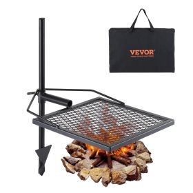 Swivel Campfire Grill, Fire Pit Grill Grate over Fire Pits, Heavy Duty Steel Grill Grates, 360Â° Adjustable Open Fire Outdoor Cooking Equipment (Baking Tray Shape: Square)